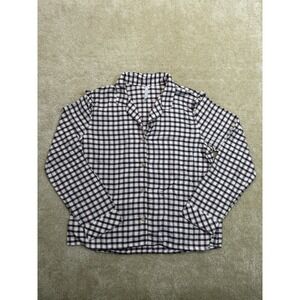 Southern Tide Button Up Shirt Womens Medium White Black Red Plaid Blouse Beach